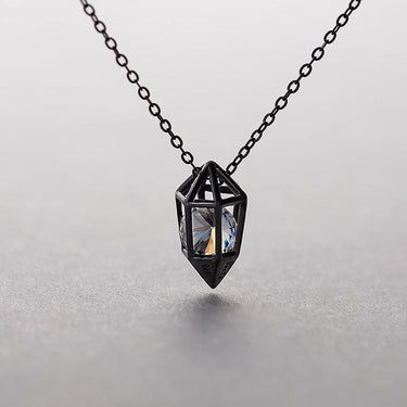 Sterling Silver Geometric Diamond INDEPENDENCE Heart Pendant Necklace